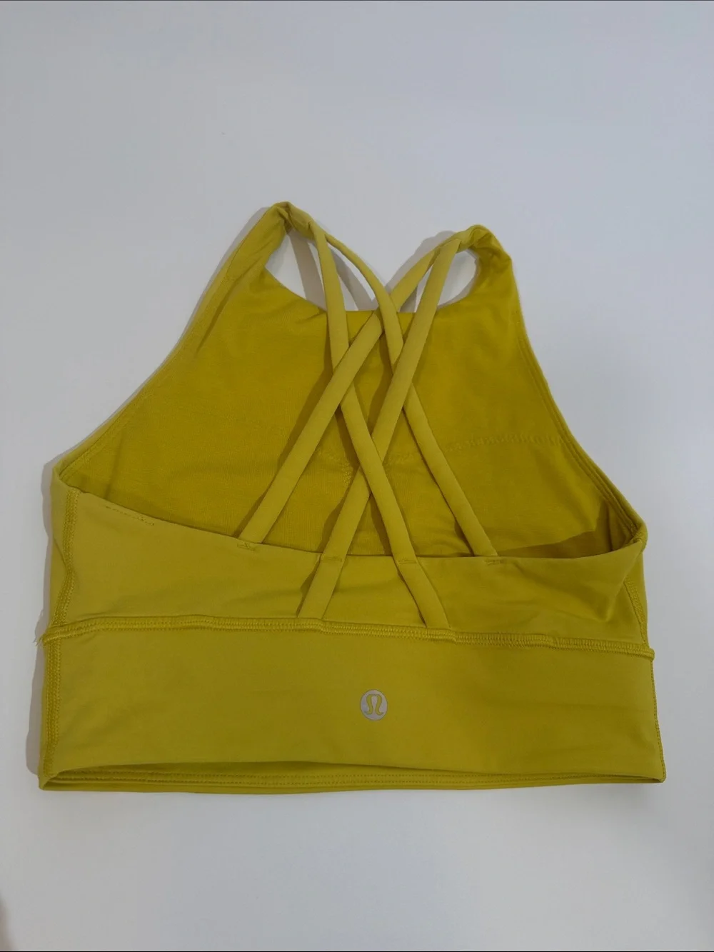 Lululemon Sports Bra Size 4 High Neck Cross Back Citron Yellow Color